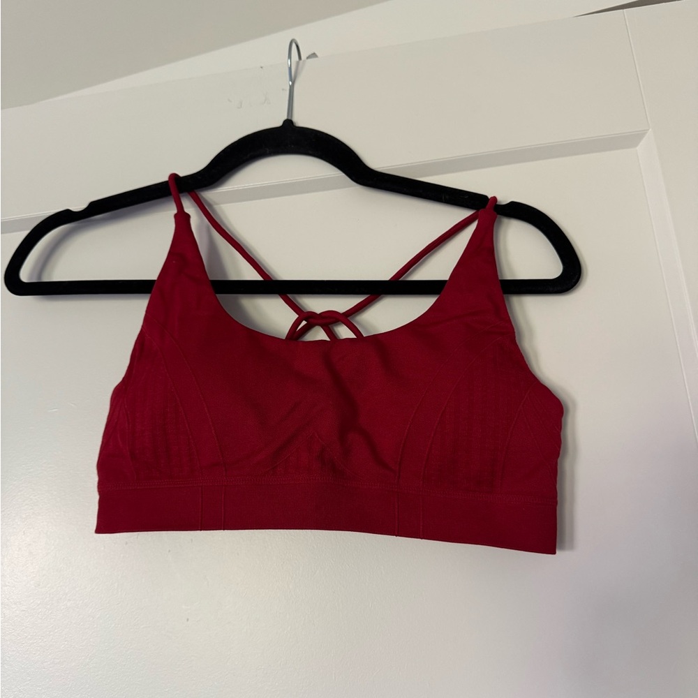 Fabletics Red Women's Bralette Sports Bra Top Cross Back Size M